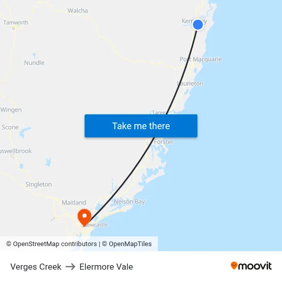 Verges Creek to Elermore Vale map