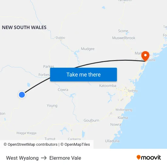 West Wyalong to Elermore Vale map