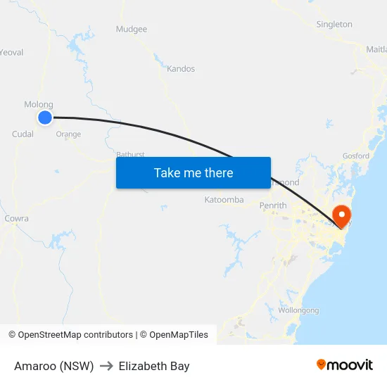 Amaroo (NSW) to Elizabeth Bay map