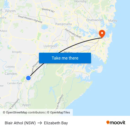 Blair Athol (NSW) to Elizabeth Bay map