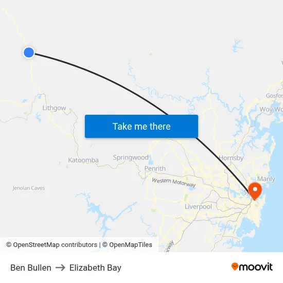 Ben Bullen to Elizabeth Bay map