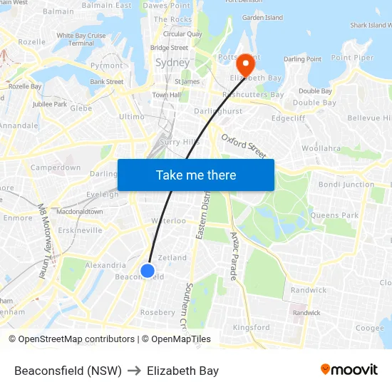 Beaconsfield (NSW) to Elizabeth Bay map