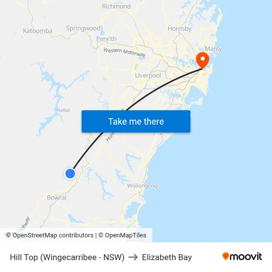 Hill Top (Wingecarribee - NSW) to Elizabeth Bay map