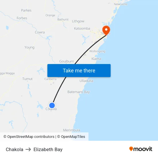 Chakola to Elizabeth Bay map