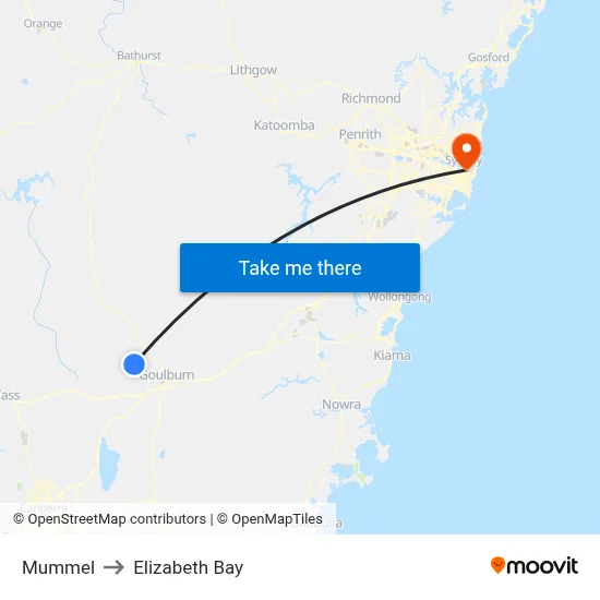 Mummel to Elizabeth Bay map