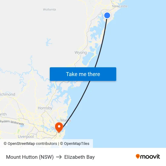 Mount Hutton (NSW) to Elizabeth Bay map