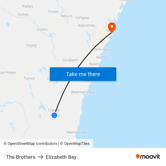 The Brothers to Elizabeth Bay map