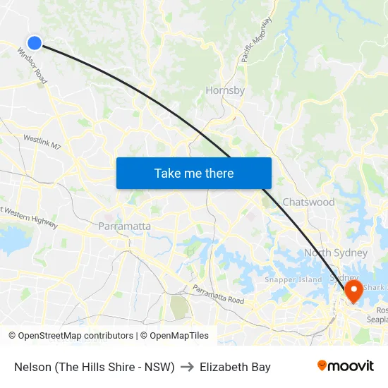 Nelson (The Hills Shire - NSW) to Elizabeth Bay map