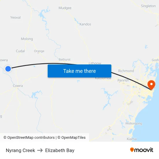 Nyrang Creek to Elizabeth Bay map