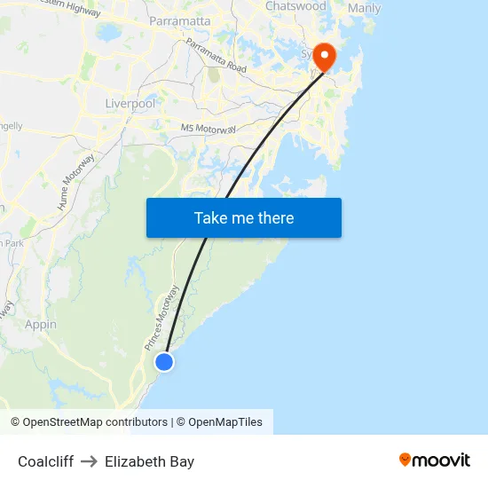 Coalcliff to Elizabeth Bay map