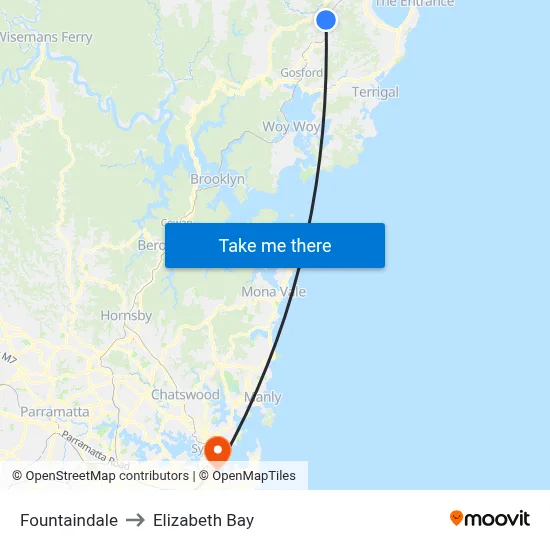 Fountaindale to Elizabeth Bay map
