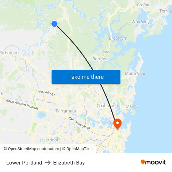 Lower Portland to Elizabeth Bay map