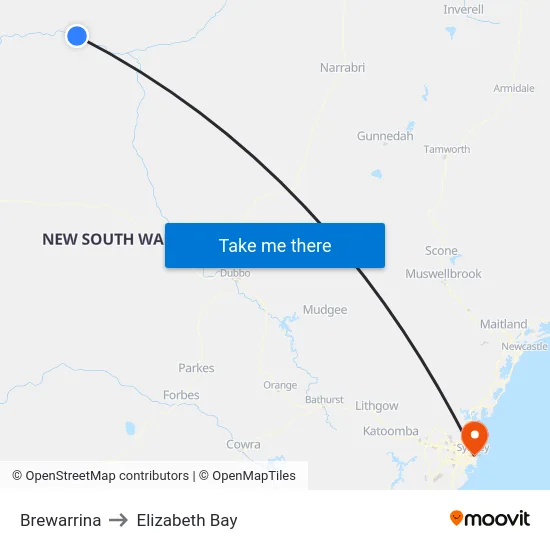 Brewarrina to Elizabeth Bay map