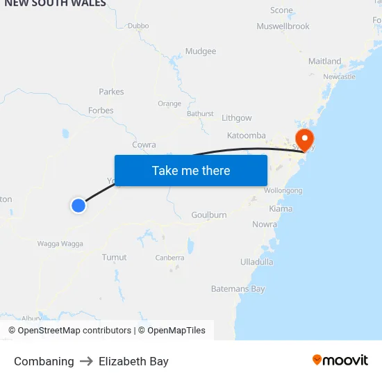 Combaning to Elizabeth Bay map