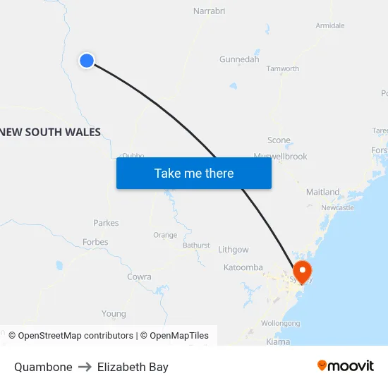 Quambone to Elizabeth Bay map