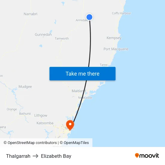 Thalgarrah to Elizabeth Bay map