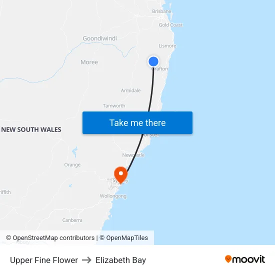 Upper Fine Flower to Elizabeth Bay map