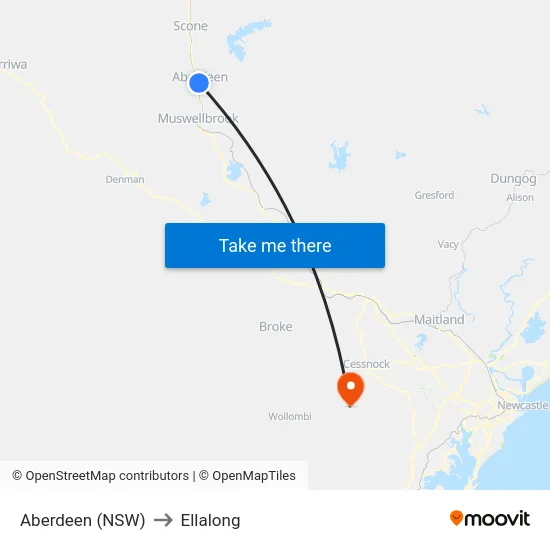 Aberdeen (NSW) to Ellalong map