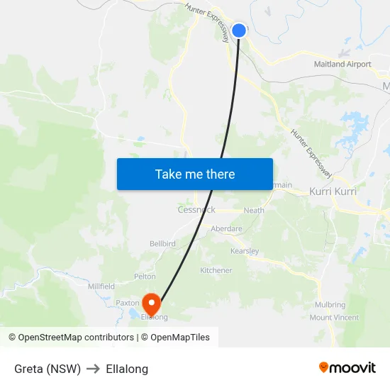 Greta (NSW) to Ellalong map