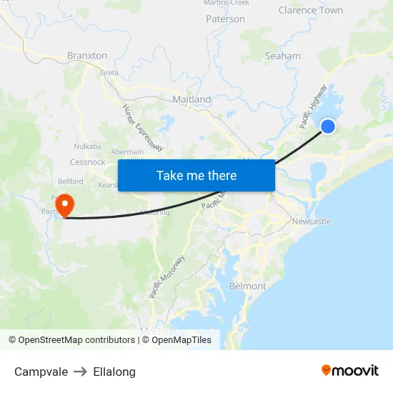 Campvale to Ellalong map