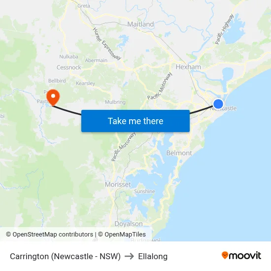 Carrington (Newcastle - NSW) to Ellalong map
