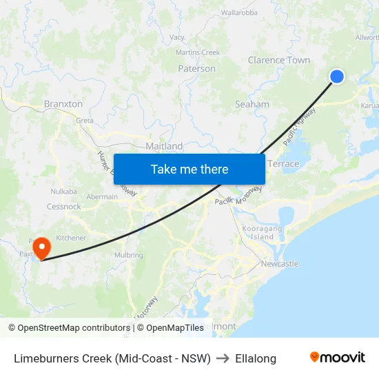 Limeburners Creek (Mid-Coast - NSW) to Ellalong map