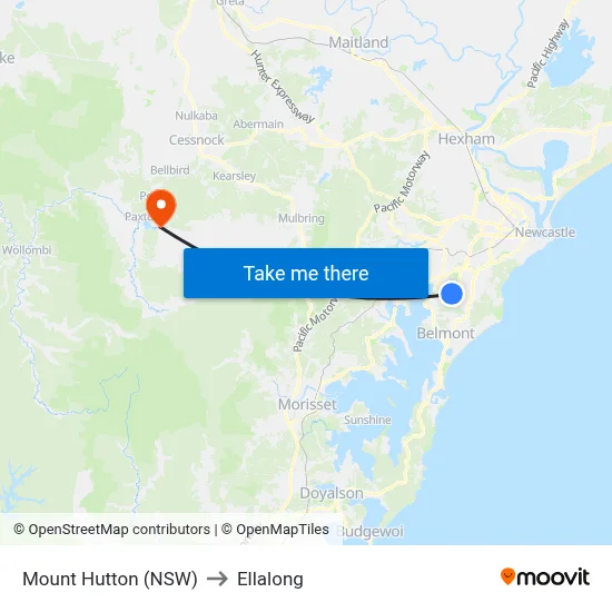 Mount Hutton (NSW) to Ellalong map