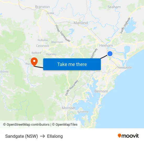 Sandgate (NSW) to Ellalong map