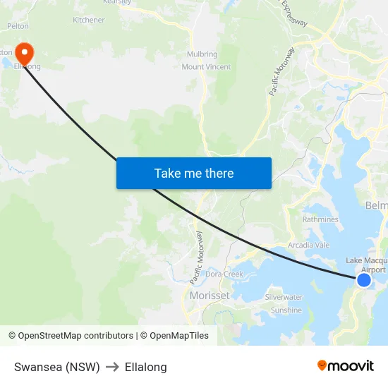 Swansea (NSW) to Ellalong map