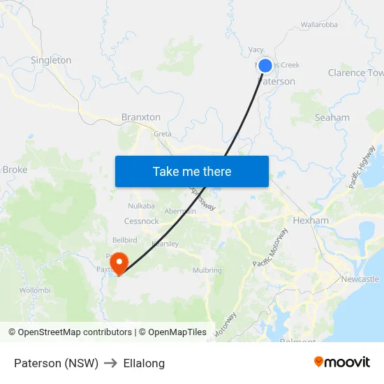 Paterson (NSW) to Ellalong map