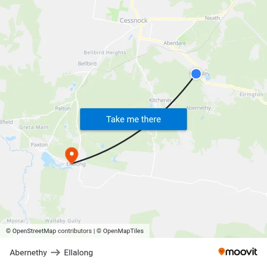 Abernethy to Ellalong map