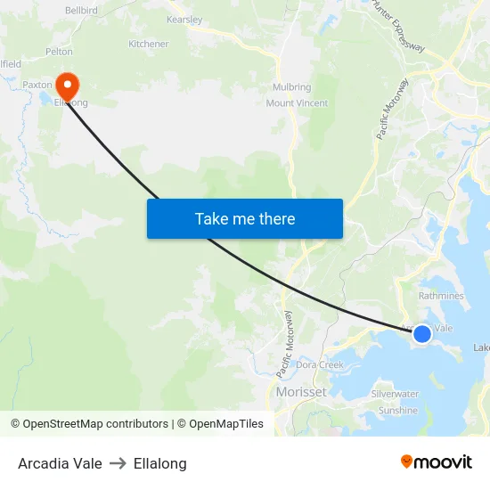 Arcadia Vale to Ellalong map