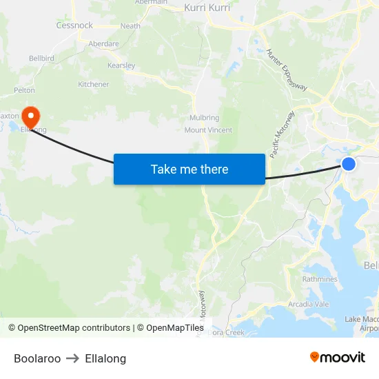 Boolaroo to Ellalong map