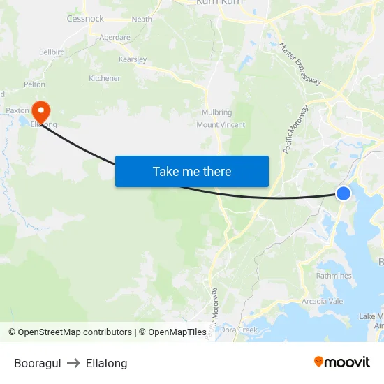 Booragul to Ellalong map