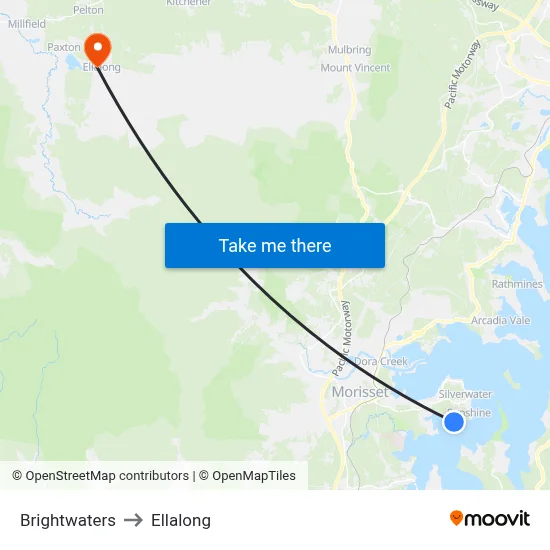 Brightwaters to Ellalong map