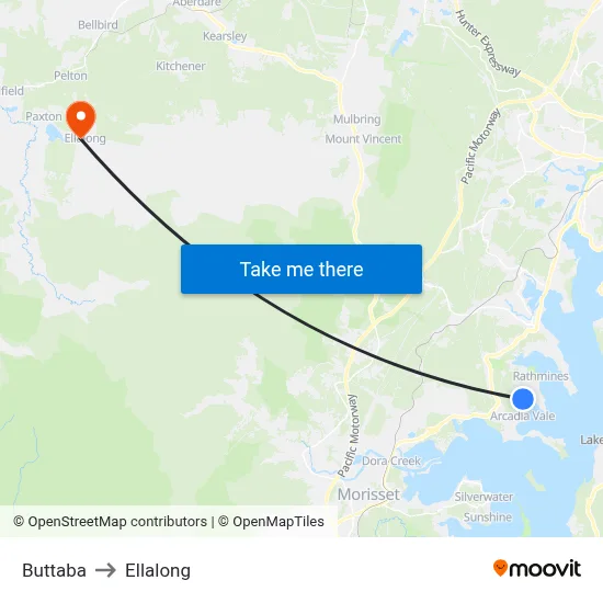 Buttaba to Ellalong map