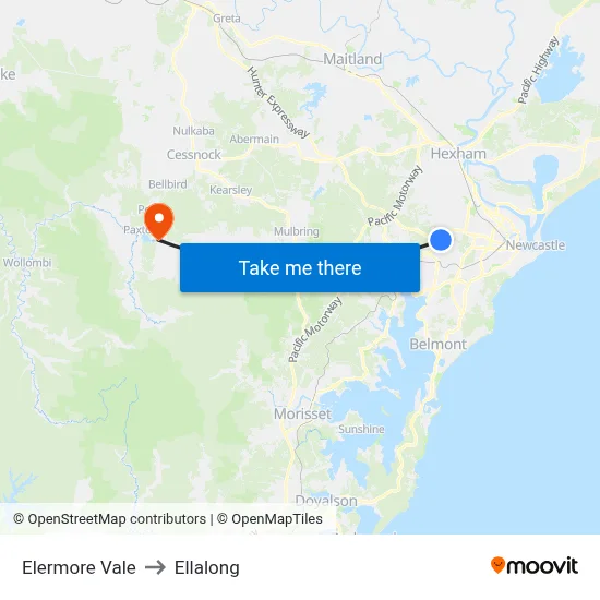 Elermore Vale to Ellalong map