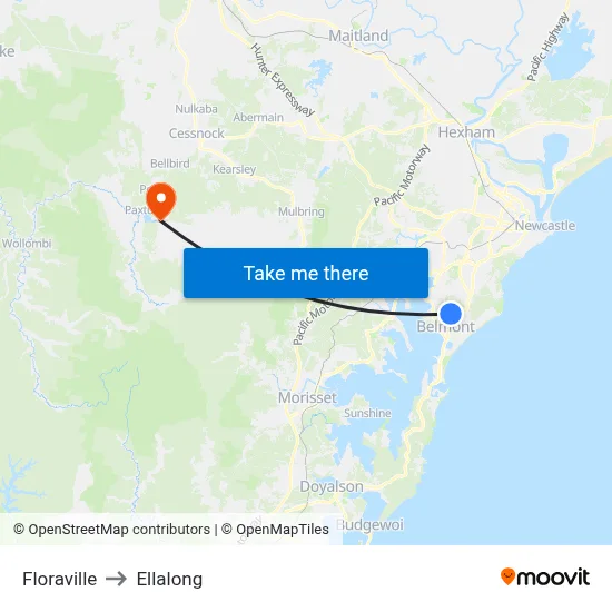 Floraville to Ellalong map