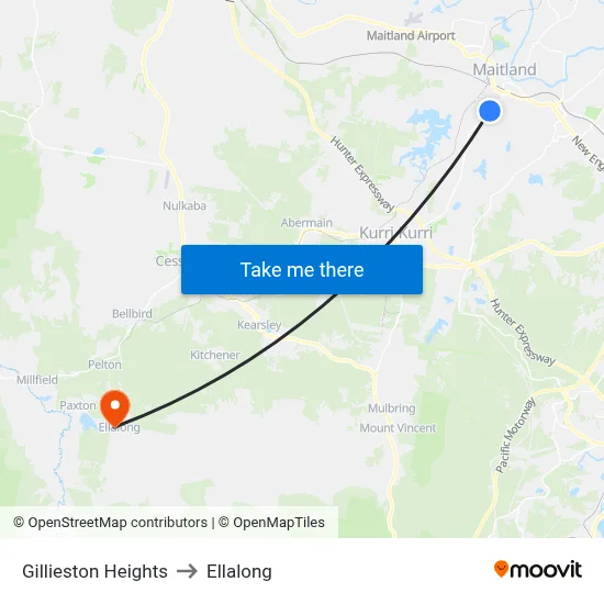 Gillieston Heights to Ellalong map