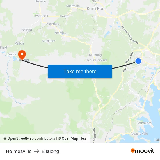 Holmesville to Ellalong map