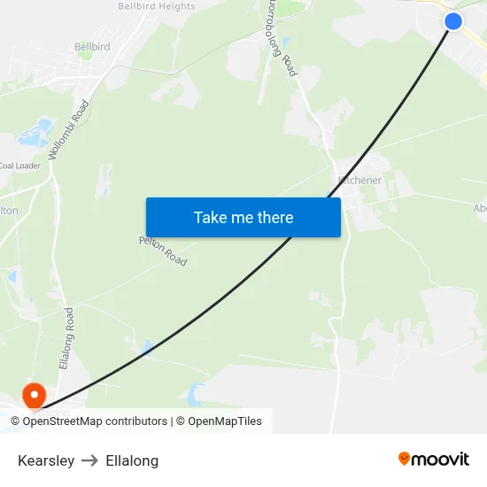 Kearsley to Ellalong map