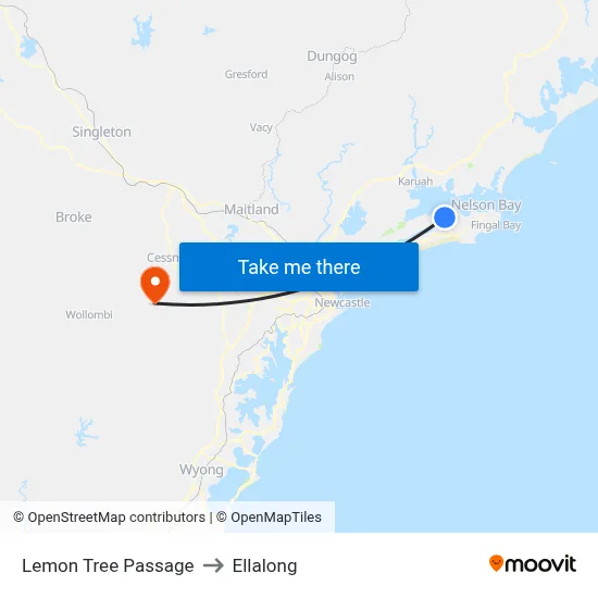 Lemon Tree Passage to Ellalong map