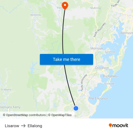 Lisarow to Ellalong map