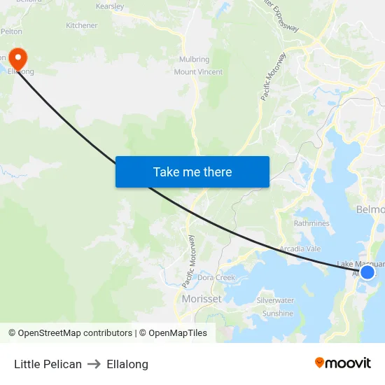 Little Pelican to Ellalong map