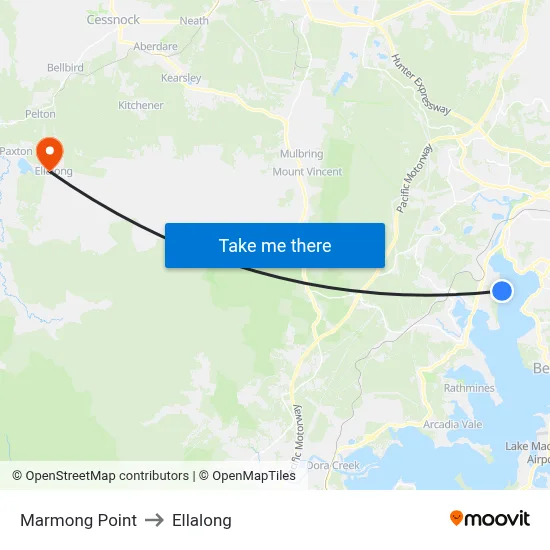 Marmong Point to Ellalong map