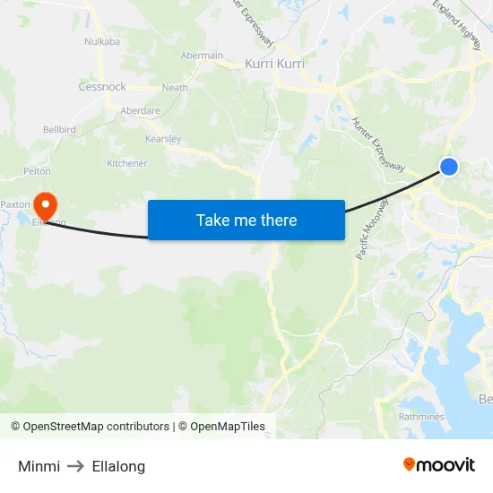 Minmi to Ellalong map