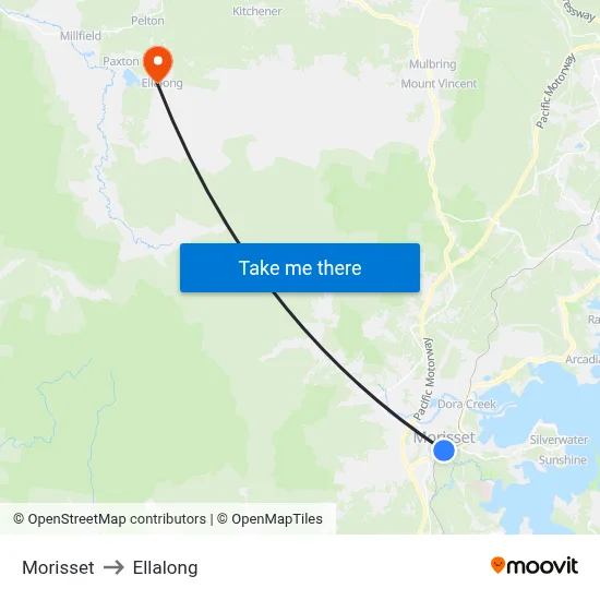 Morisset to Ellalong map