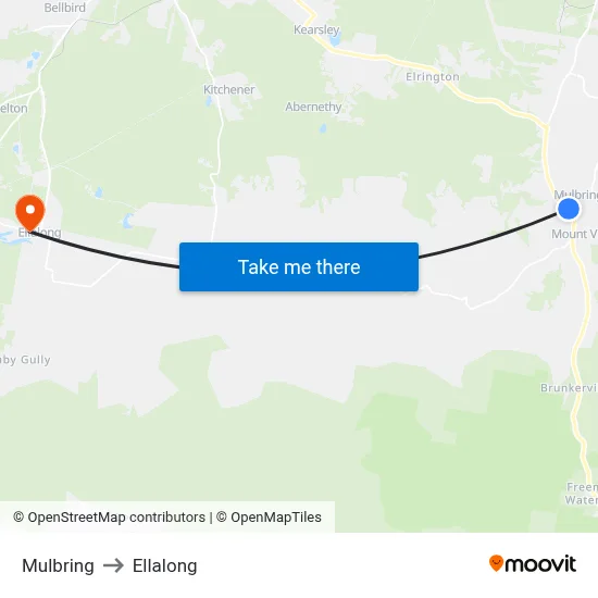 Mulbring to Ellalong map