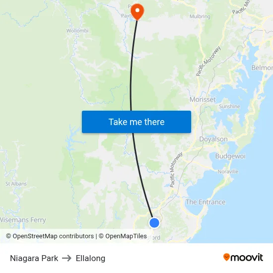 Niagara Park to Ellalong map