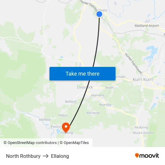 North Rothbury to Ellalong map